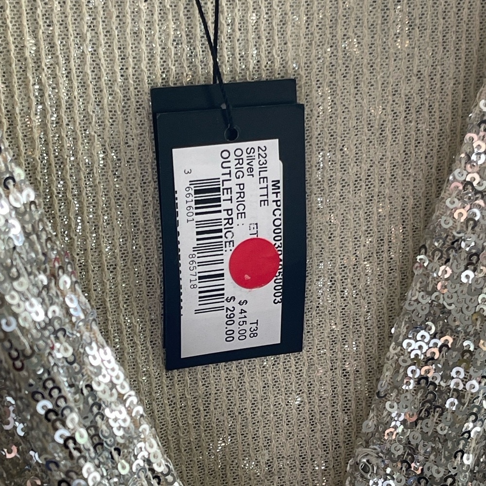 Maje NWT Silver Sequin Long Sleeve Romper - Picture 5 of 16